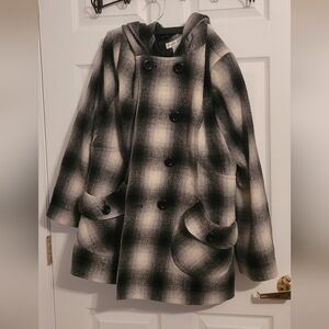 Charles Klein Wool Pea Coat-buffalo check plaid